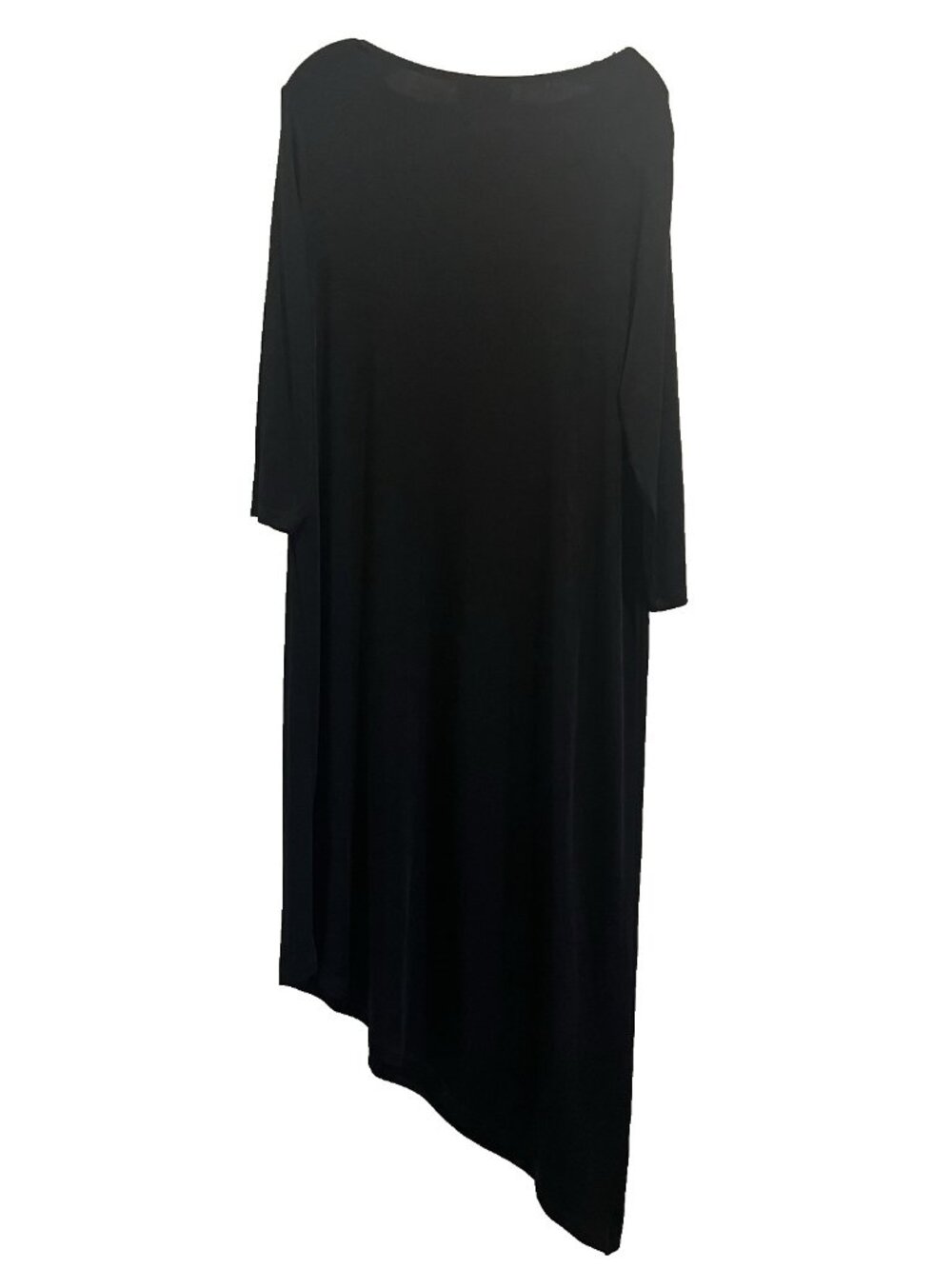 Chico's Travelers Black Dress Size 3 XL Goth Witchy 3/4Sleeves Lagenlook Slinky - Picture 2 of 7